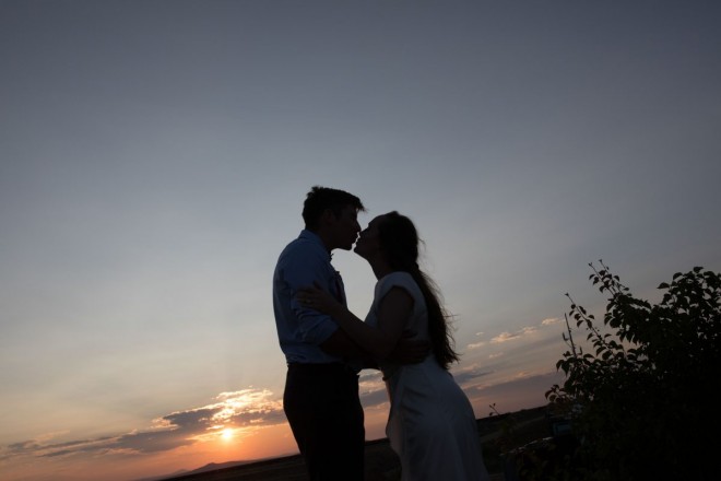 Capturing some wedding silhouettes at sunset at Hotel Luna Mystica
