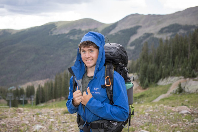 Senior photo shoot at top of Taos Ski Valley in June