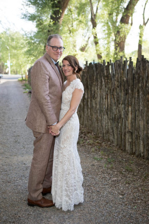 Lindsay and John walk to The Love Apple after their wedding ceremony