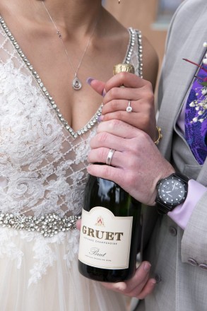 A beautiful ring shot with local champagne and Stephanie's gorgeous dress