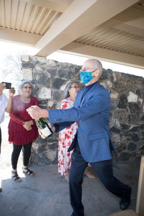 And the cork is popped off of the local wedding champagne!