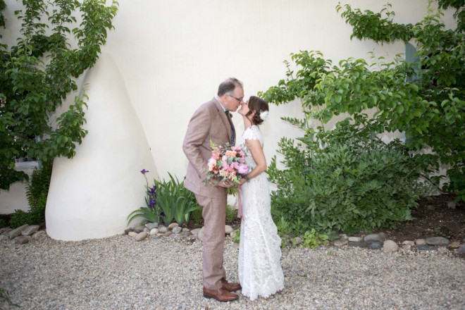 Lindsay and John and the old adobe church, now The Love Apple