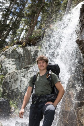 Senior photo shoot at Taos Ski Valley with waterfall
