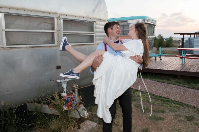 These two got hitched in a trailer park in Taos , NM!