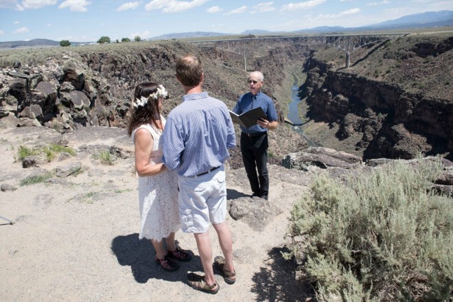 The Rio Grande below the intimate wedding of Keri and Robert while Dan reads the ceremony.