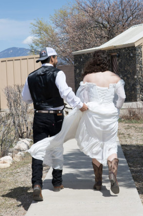 Mackenzie and Steven and their processional from their intimate small wedding