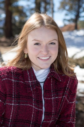 Snowy backgrounds for senior photos in Angel Fire, NM in March