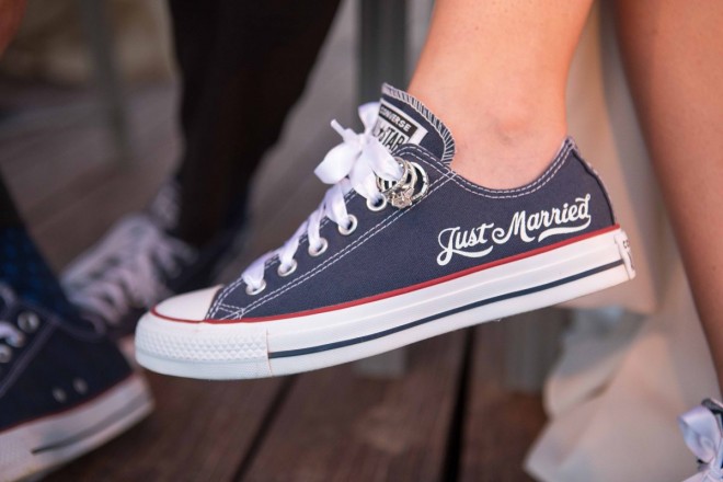 When your Converse "Just Married" sneakers make your wedding announcement!