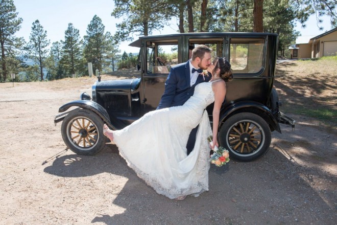 George and Monica pull off a gorgeous dip in front of their Model T car!