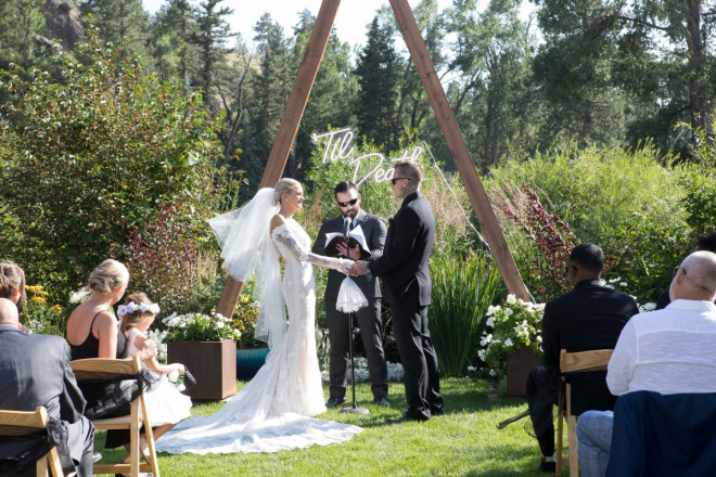 August wedding ceremony in South Fork, southern Colorado