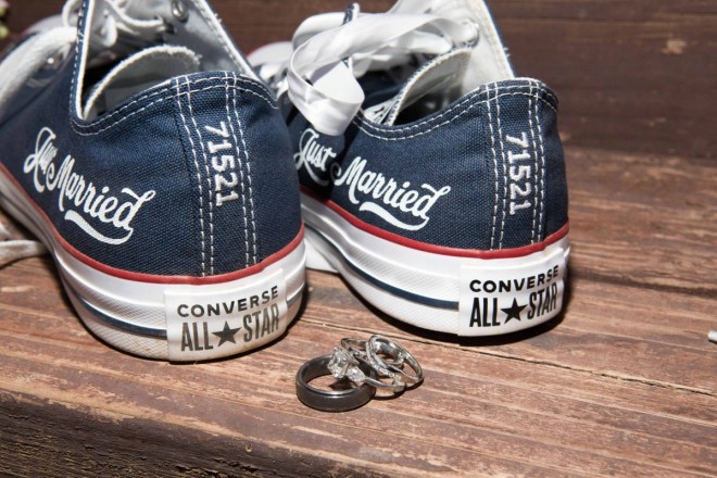 Converse All Star wedding sneakers with wedding rings