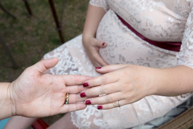 The Ring Shot! --Sometimes the pinky wears the wedding ring when your fingers are swollen from pregnancy