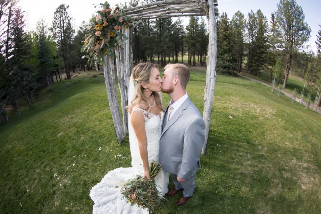 The fisheye lens captures a 180 degree view of Angel Fire's wedding altar area