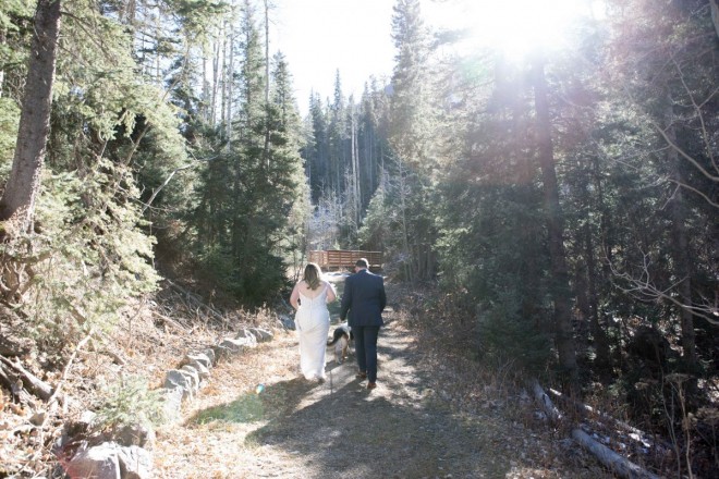 Mountain wedding in late October with dog included