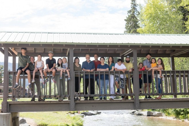 Large family from Texas requests Red River's covered bridge for their family photographs