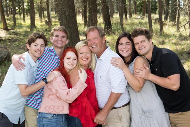Family portraits in Angel Fire while on vacation in summertime