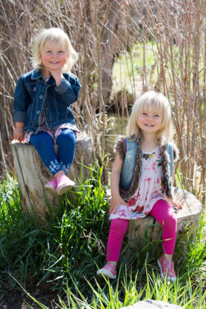 Taos twins celebrating their 2-year-old birthday with early spring portraits