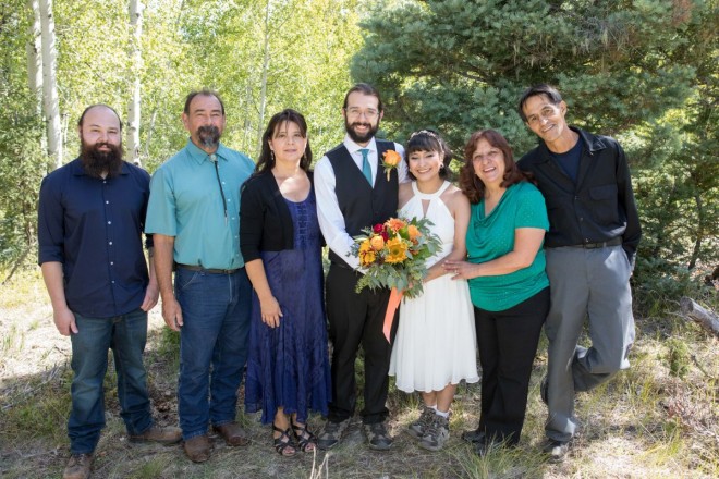 Group altar picture of Bride and Groom and their immediate families
