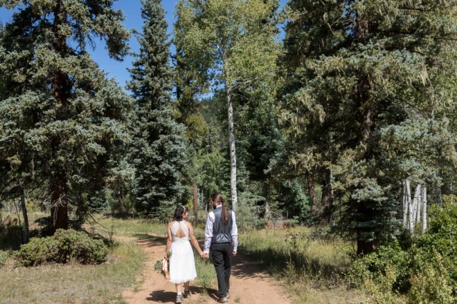 Elopement wedding in the forest outside of Taos, NM