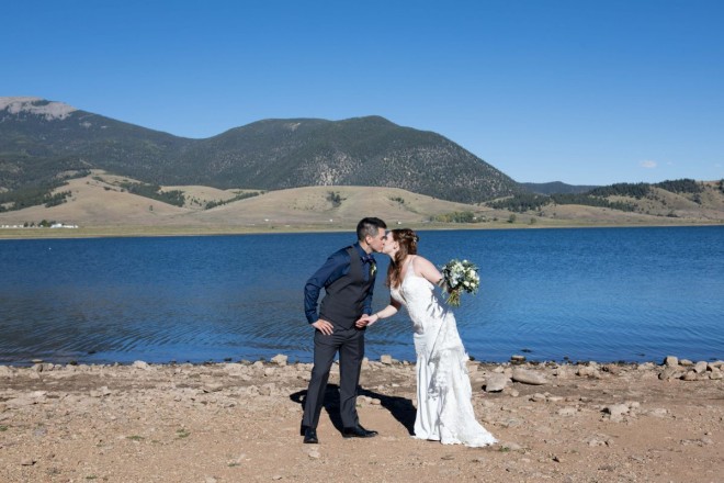 Eagle Nest Lake looked so fairy-tale blue on Victoria and Israel's wedding day!