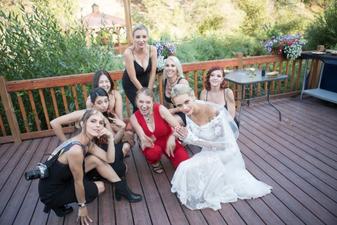 Bride and mother and best friends acting crazy during reception