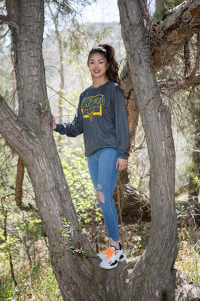 Basketball player, Jenica Gurule, poses for her senior portraits