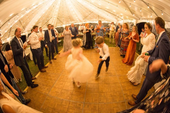 The ring bearer and flower girl tear up the dance floor at the Taos wedding