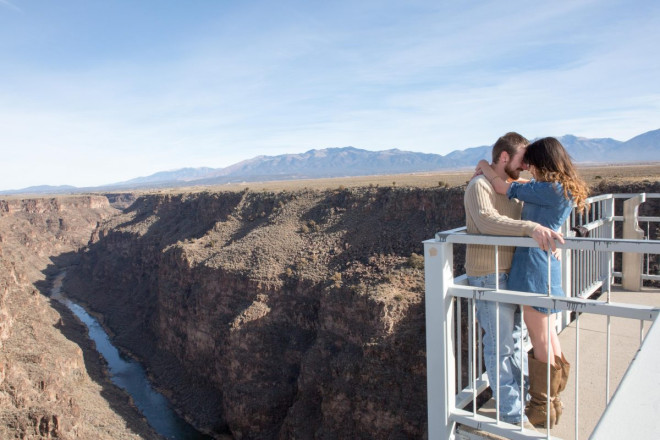 Monica and George have an engagement shoot at the Rio Grande gorge bridge