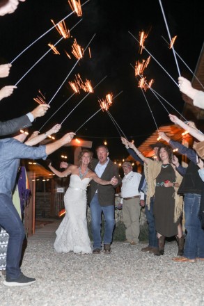 Bill and Chasity and the sparkler send off on Taos mesa