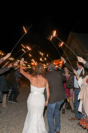 Sparkler send off as Bill and Chasity say goodbye to their guests