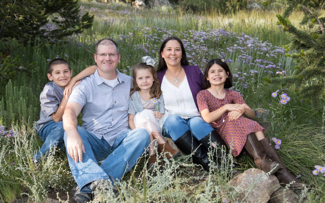 Family Photos with Wildflowers on Vacation in Red River